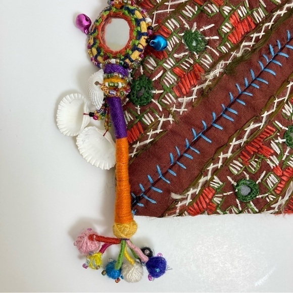 Vtg Boho Mirrored Embroidered Embellished Indian Envelope Crossbody Bag Dowry OS - Picture 12 of 15